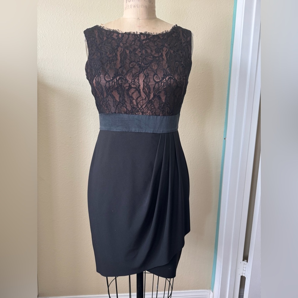 Suzi Chin for Maggy Boutique Black and brown Sleeveless Sheath Dress